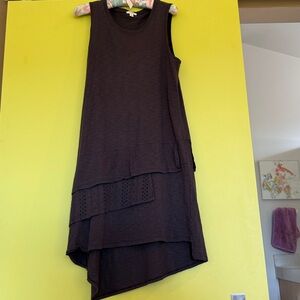 Dylan Dark Gray Sleeveless Asymmetrical Tiered Dress Small